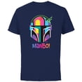 thumbnail image 1 of Star Wars The Mandalorian Mando Helmet Neon - Short Sleeve Cotton T-Shirt for Adults - Customized-Navy, 1 of 5