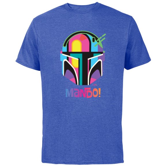 Star Wars The Mandalorian Mando Helmet Neon - Short Sleeve Cotton T-Shirt for Adults - Customized-Royal Heather