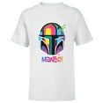thumbnail image 1 of Star Wars The Mandalorian Mando Helmet Neon - Short Sleeve T-Shirt for Kids - Customized-White, 1 of 5
