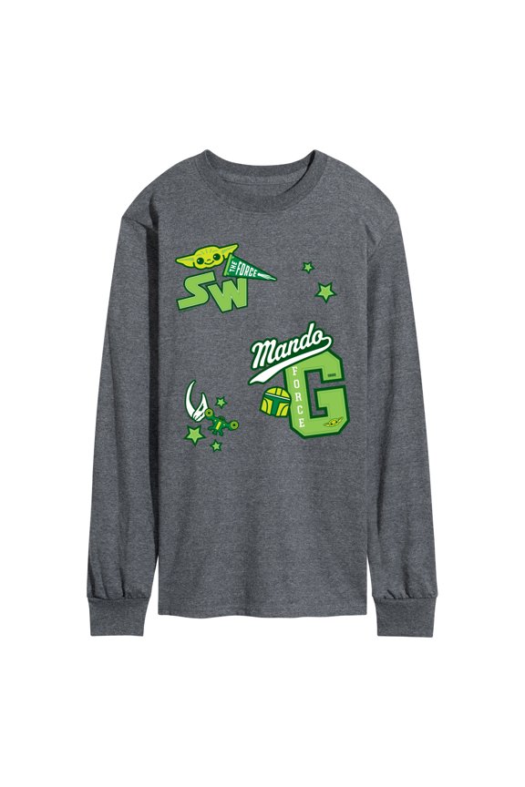 - Letterman Patches - Men's Long Sleeve Graphic T-Shirt