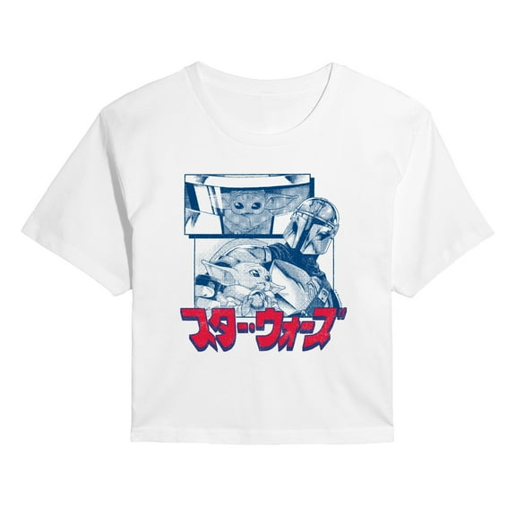 Star Wars - The Mandalorian Mando Manga Panel - Juniors Cropped Short Sleeve Graphic T-Shirt