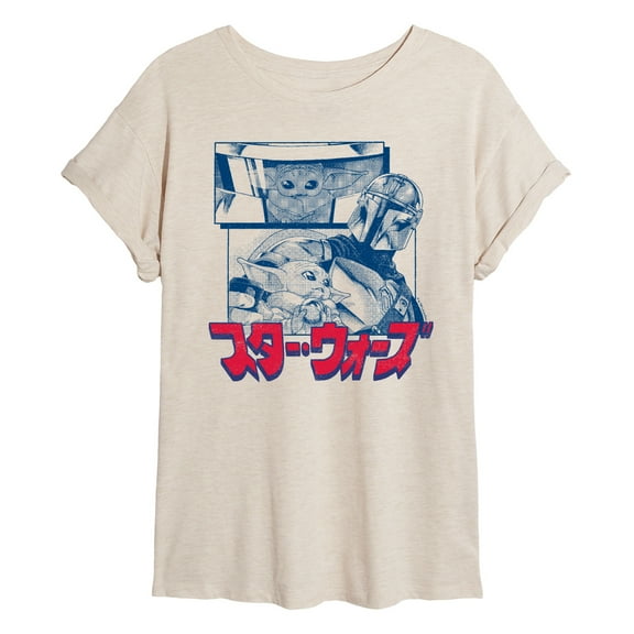 Star Wars - The Mandalorian Mando Manga Panel - Womens Oversized Graphic T-Shirt