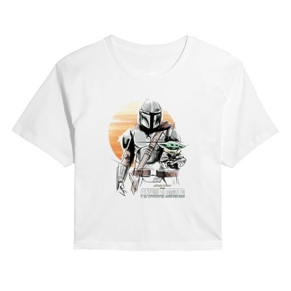Star Wars - The Mandalorian Mando Marker Concept - Juniors Cropped Short Sleeve Graphic T-Shirt