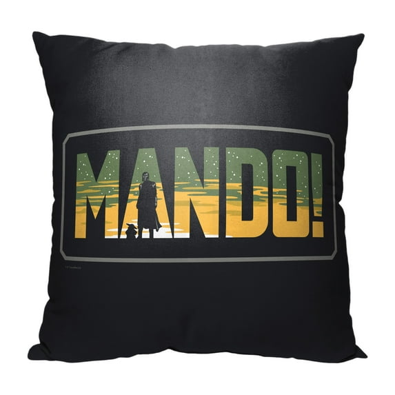 Star Wars The Mandalorian Mando Printed Kids Printed Throw Pillow, 18 x 18 inches