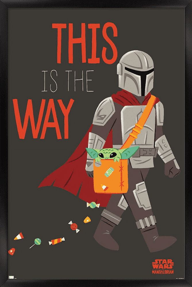 Star Wars: The Mandalorian - Mando Trick Or Treat Wall Poster, 14.725" x 22.375", Framed