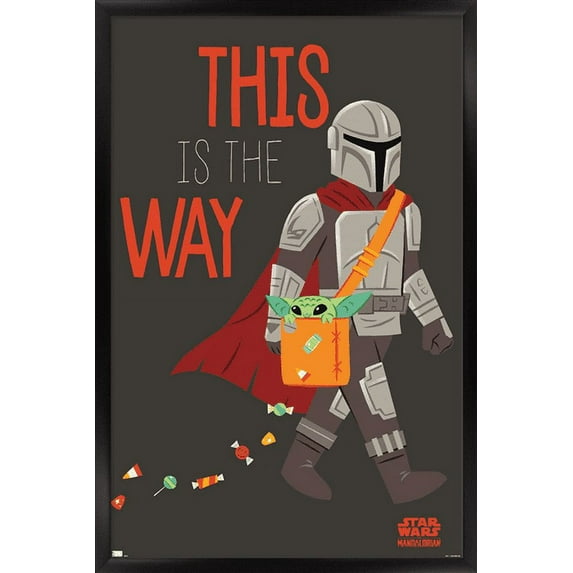Star Wars: The Mandalorian - Mando Trick Or Treat Wall Poster, 14.725" x 22.375", Framed