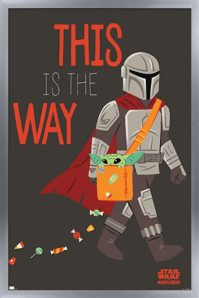 Star Wars: The Mandalorian - Mando Trick Or Treat Wall Poster, 22.375" x 34", Framed