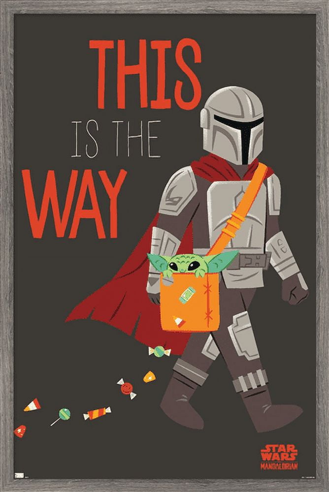 Star Wars: The Mandalorian - Mando Trick Or Treat Wall Poster, 22.375" x 34", Framed