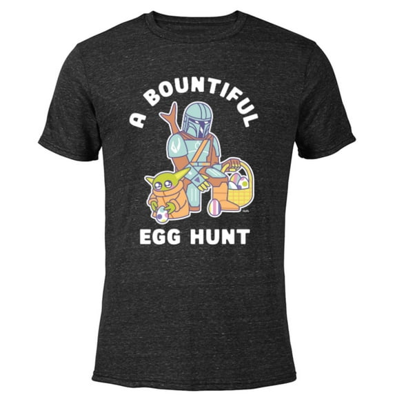Star Wars The Mandalorian Mando and Grogu Egg Hunt Easter - Short Sleeve Blended T-Shirt for Adults - Customized-Black