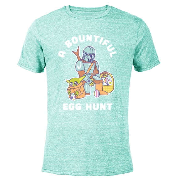 Star Wars The Mandalorian Mando and Grogu Egg Hunt Easter - Short Sleeve Blended T-Shirt for Adults - Customized-Ocean Blue