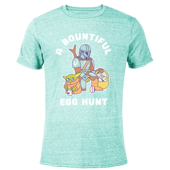Star Wars The Mandalorian Mando and Grogu Egg Hunt Easter - Short Sleeve Blended T-Shirt for Adults - Customized-Ocean Blue