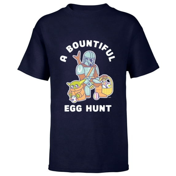 Star Wars The Mandalorian & Grogu Bountiful Easter Egg Hunt - Short Sleeve T-Shirt for Kids - Customized-Navy