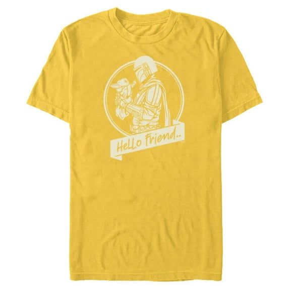 Star Wars The Mandalorian Mando and Grogu Hello Friend - Short Sleeve Blended T-Shirt for Adults - Customized-Yellow