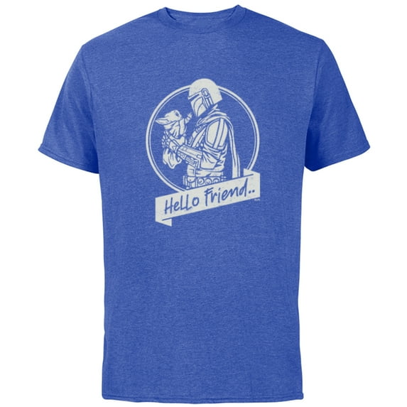 Star Wars The Mandalorian Mando and Grogu Hello Friend - Short Sleeve Cotton T-Shirt for Adults - Customized-Royal Heather