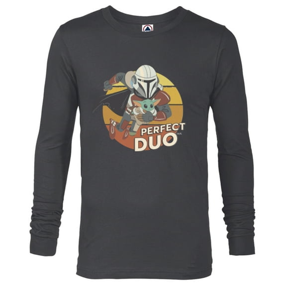 Star Wars The Mandalorian Mando and Grogu Perfect Duo - Long Sleeve T-Shirt for Men - Customized-Charcoal Heather