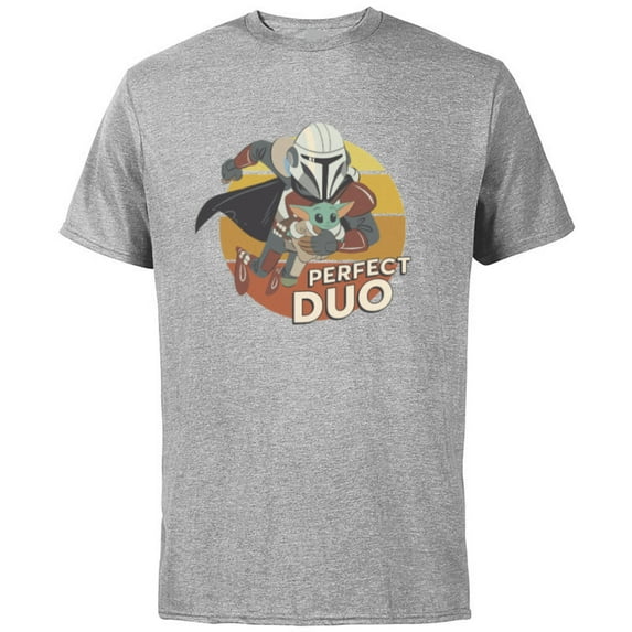 Star Wars The Mandalorian Mando and Grogu Perfect Duo - Short Sleeve Cotton T-Shirt for Adults - Customized-Athletic Heather