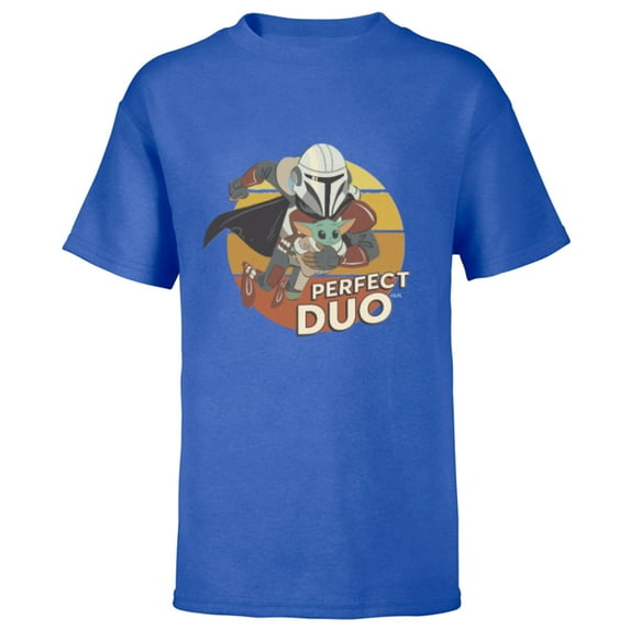 Star Wars The Mandalorian Mando and Grogu Perfect Duo - Short Sleeve T-Shirt for Kids - Customized-Royal
