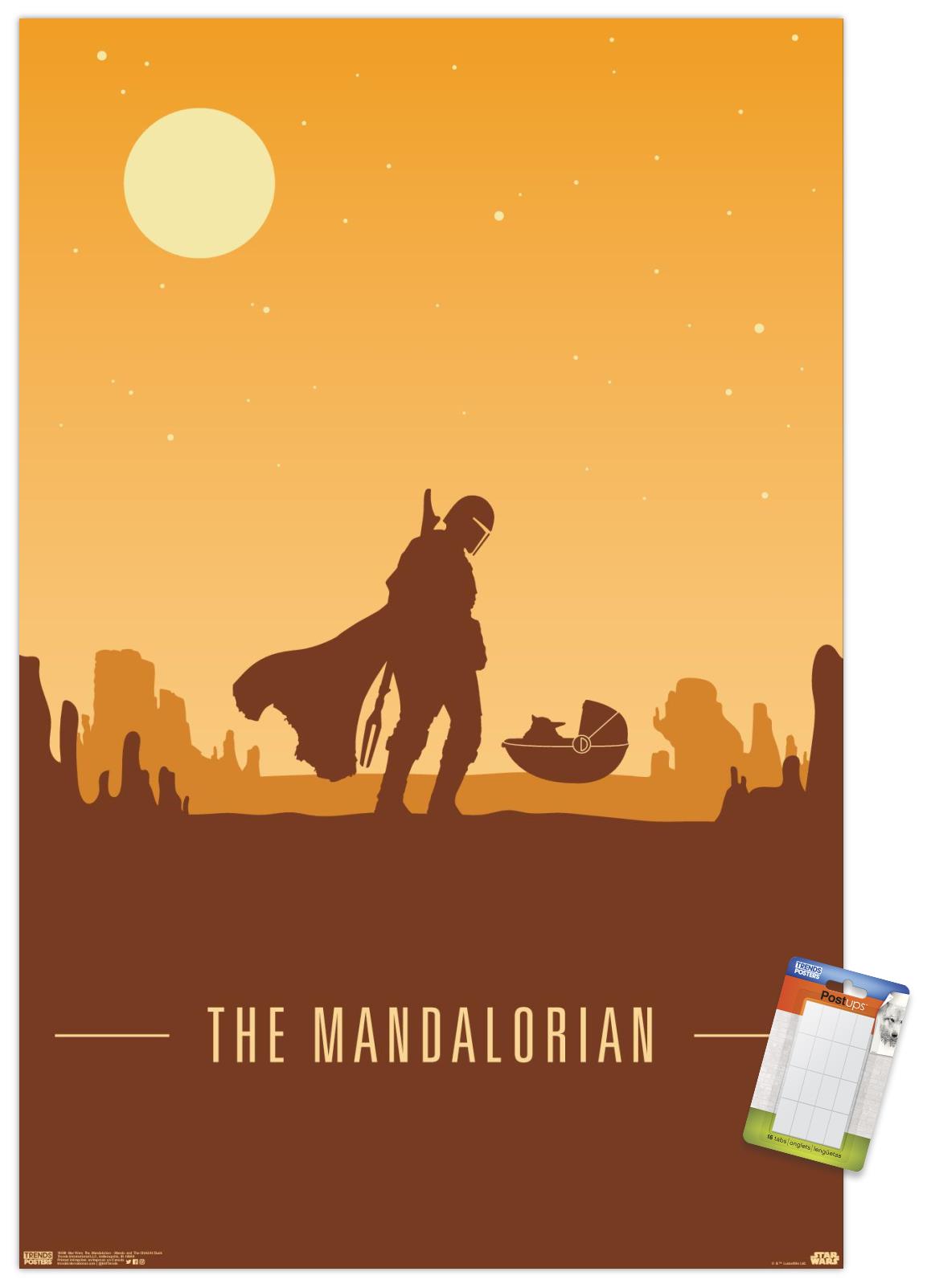 Star Wars: The Mandalorian - Mando and The Child At Dusk Wall Poster, 22.375" x 34"