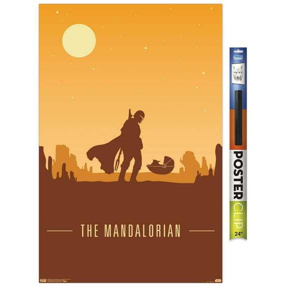 Star Wars: The Mandalorian - Mando and The Child At Dusk Wall Poster, 22.375" x 34"