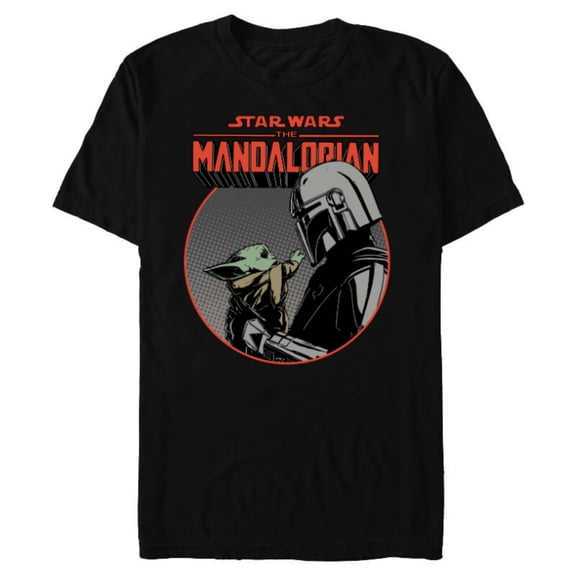 Star Wars The Mandalorian Mando and the Child Retro - Short Sleeve Blended T-Shirt for Adults - Customized-Black