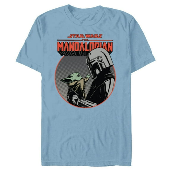 Star Wars The Mandalorian Mando and the Child Retro - Short Sleeve Blended T-Shirt for Adults - Customized-Ocean Blue
