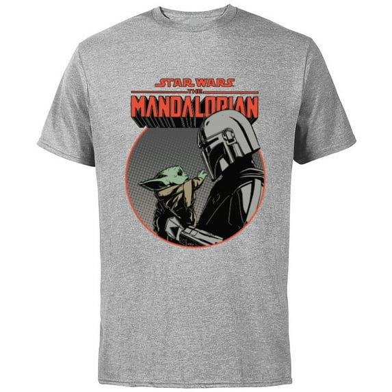 Star Wars The Mandalorian Mando and the Child Retro - Short Sleeve Cotton T-Shirt for Adults - Customized-Athletic Heather