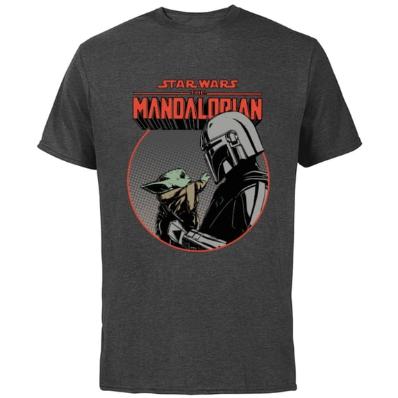 Star Wars The Mandalorian Mando and the Child Retro - Short Sleeve Cotton T-Shirt for Adults - Customized-Charcoal
