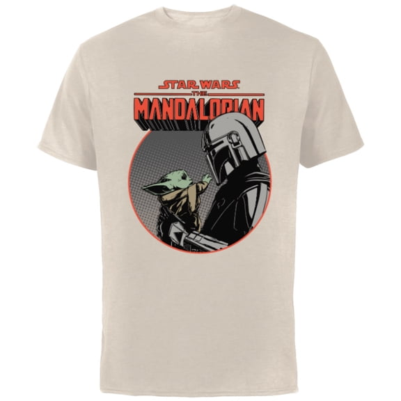 Star Wars The Mandalorian Mando and the Child Retro - Short Sleeve Cotton T-Shirt for Adults - Customized-Natural