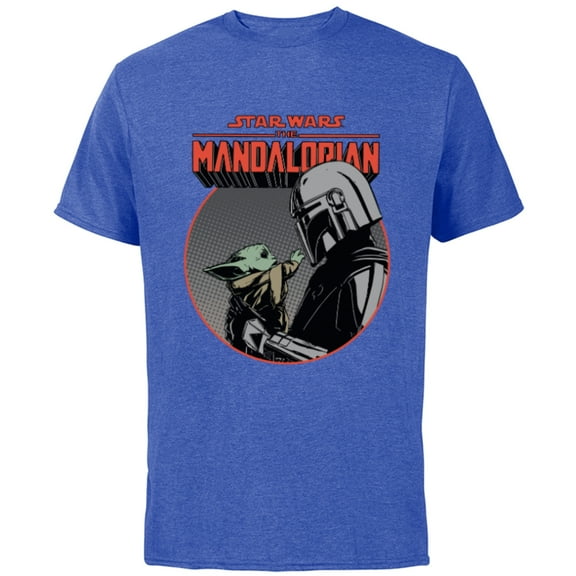 Star Wars The Mandalorian Mando and the Child Retro - Short Sleeve Cotton T-Shirt for Adults - Customized-Royal Heather