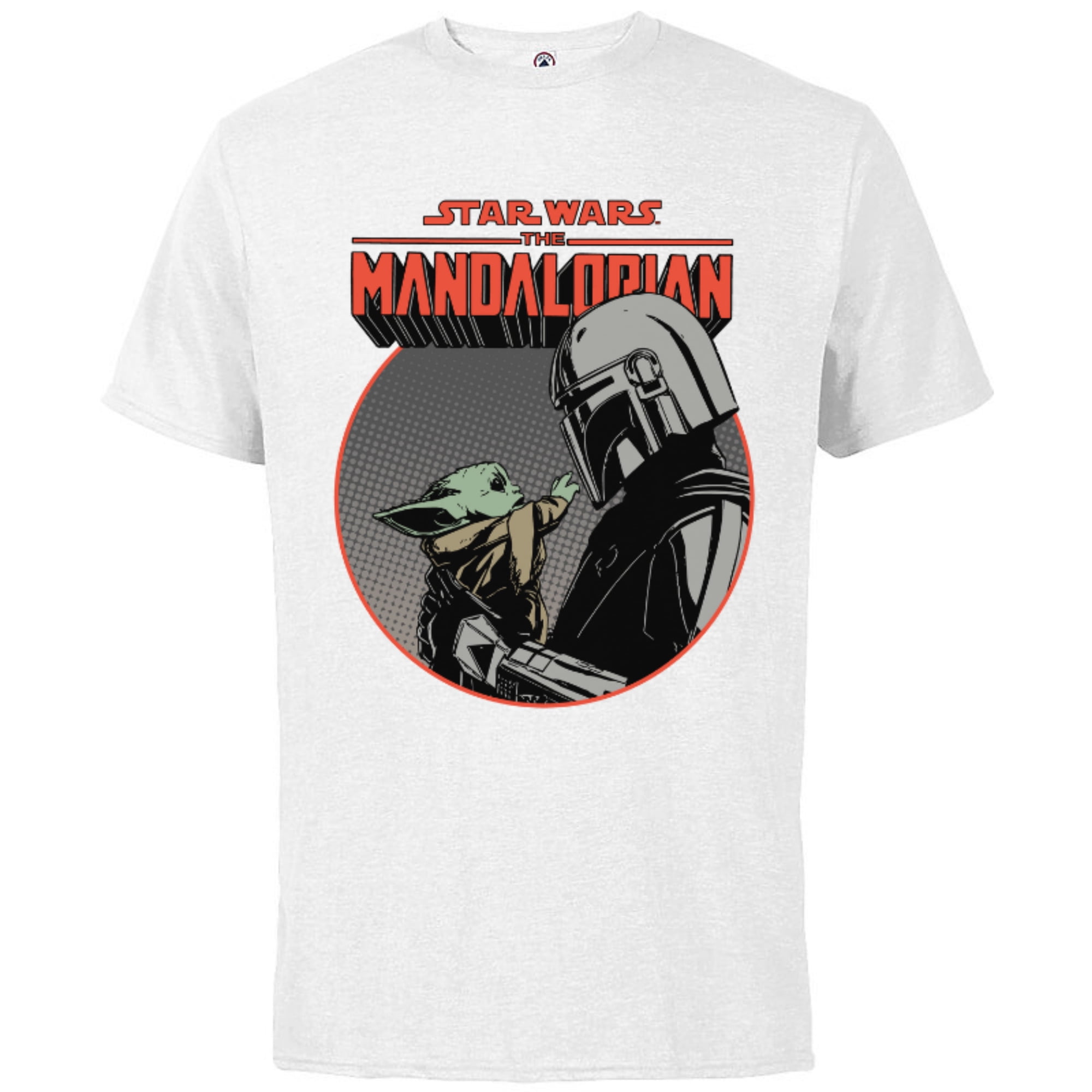 Star Wars The Mandalorian Mando and the Child Retro - Short Sleeve Cotton T- Shirt for Adults - Customized-White