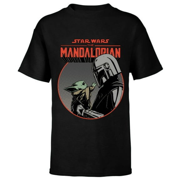 Star Wars The Mandalorian Mando and the Child Retro - Short Sleeve T-Shirt for Kids - Customized-Black