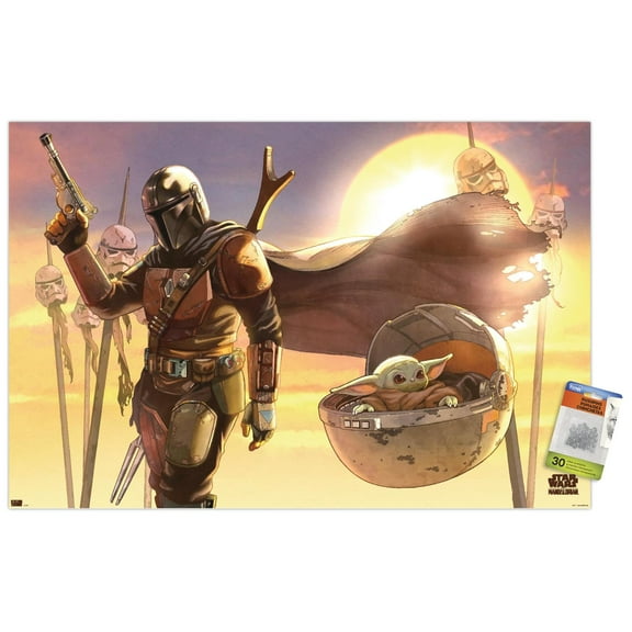 Star Wars: The Mandalorian - Manga Desert Wall Poster with Pushpins, 22.375" x 34"