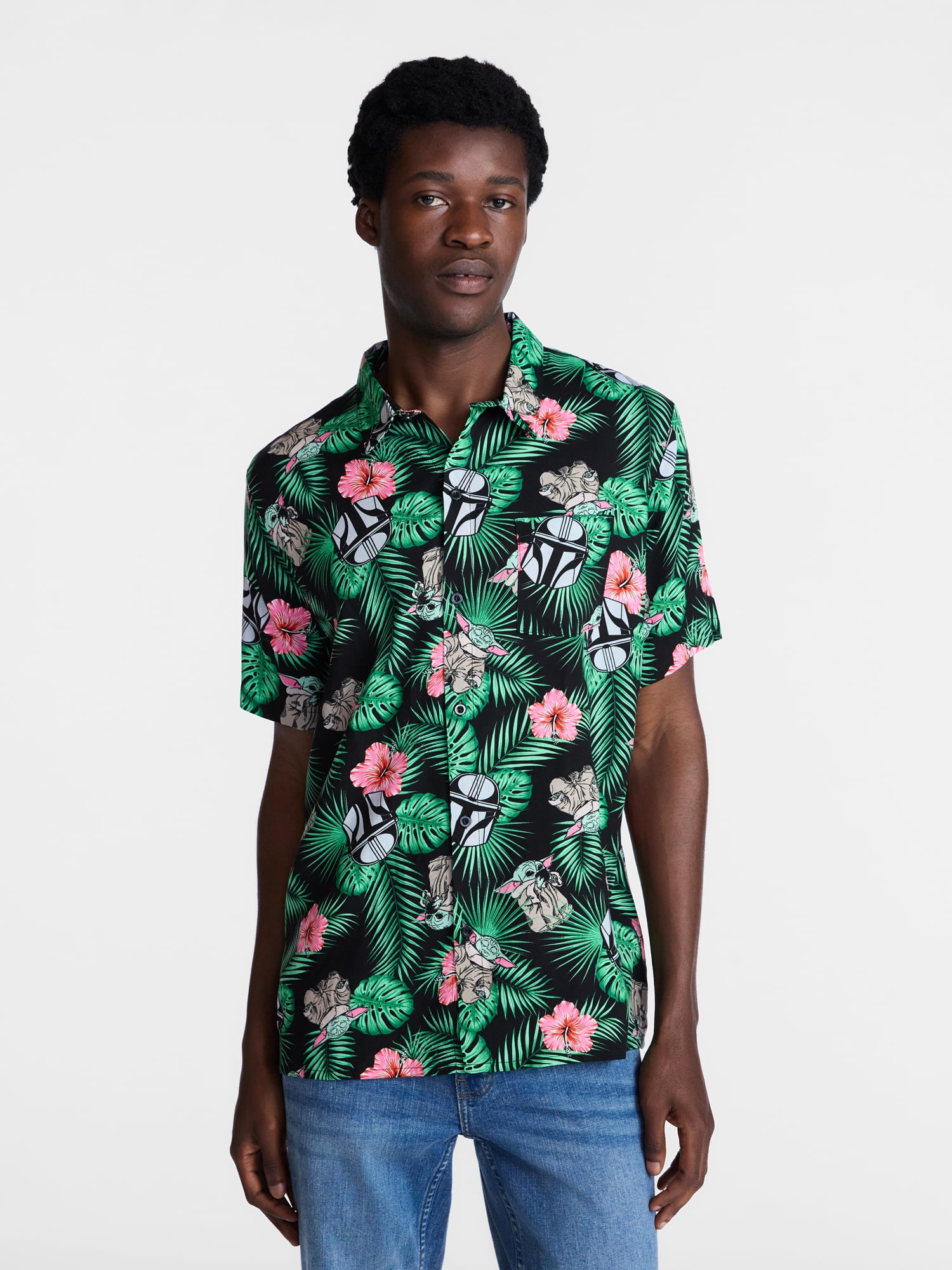 Star Wars The Mandalorian Men's and Big Men's Button Shirt, Sizes XS-5XL