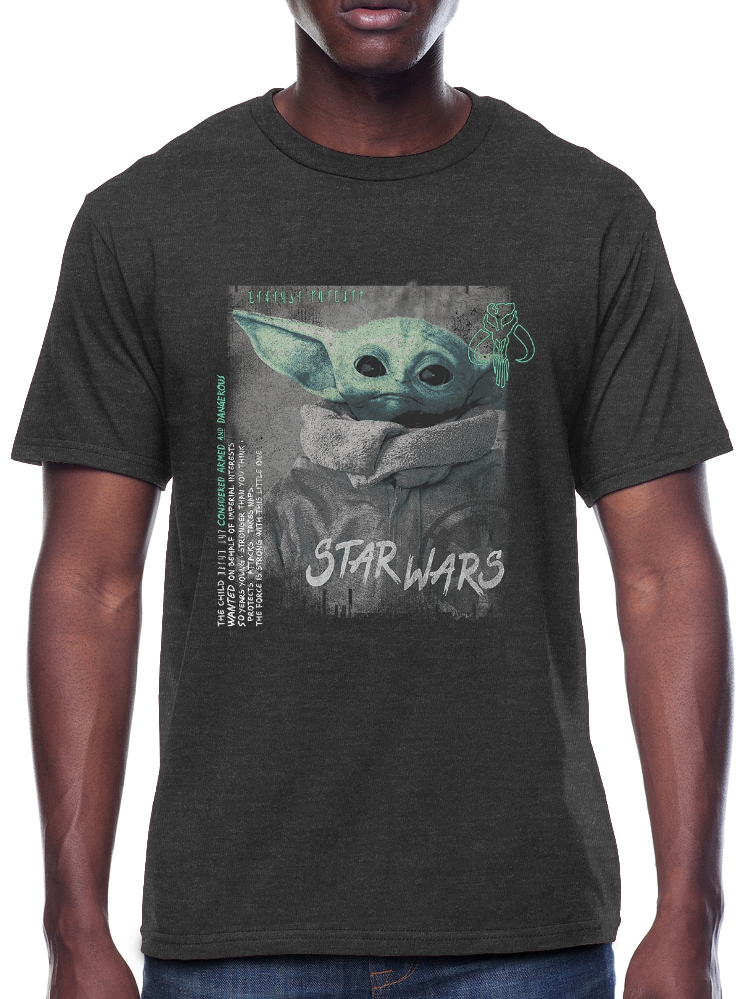 Star Wars The Mandalorian Men's & Big Men's Graphic Tee Shirt Baby Yoda Grunge, Sizes S-3XL, Mens T-Shirts Walmart.com
