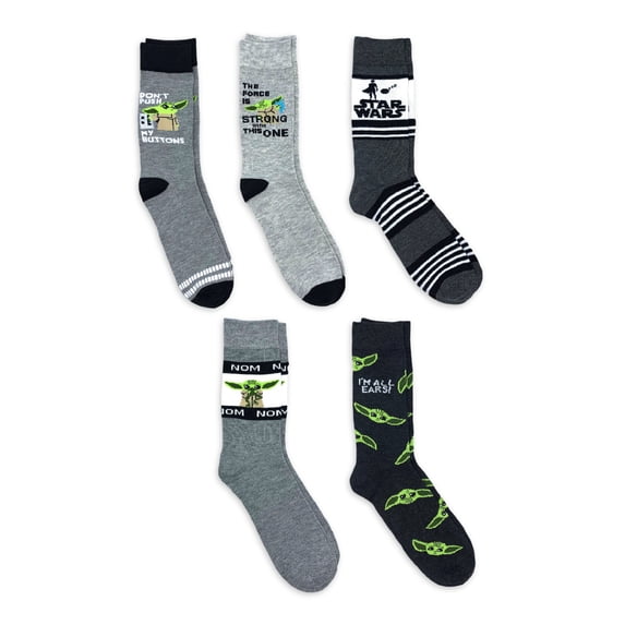 Star Wars The Mandalorian, Mens Crew Socks, 5-Pack, Size 6.5-12