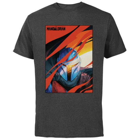 Star Wars The Mandalorian Mural - Short Sleeve Cotton T-Shirt for Adults - Customized-Charcoal