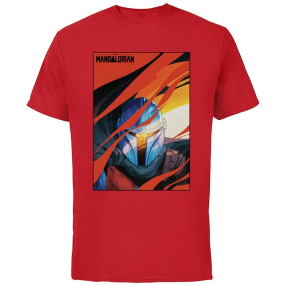 Star Wars The Mandalorian Mural - Short Sleeve Cotton T-Shirt for Adults - Customized-Red