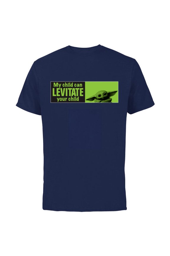 The Mandalorian My Child Can Levitate Your Child - Short Sleeve Cotton T-Shirt for Adults - Customized-Navy