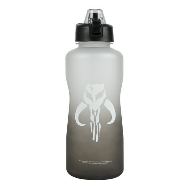 Official Star Wars The Mandalorian Metal Water Bottle - 700ml, Baby Yoda & Mando Design, Screw Top & Sports Lid