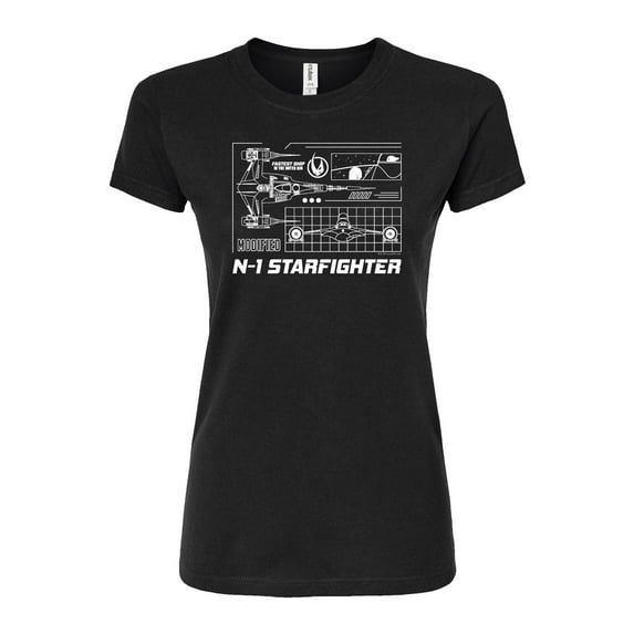 Star Wars - The Mandalorian N1 Starfighter - Juniors Fitted Short Sleeve Graphic T-Shirt