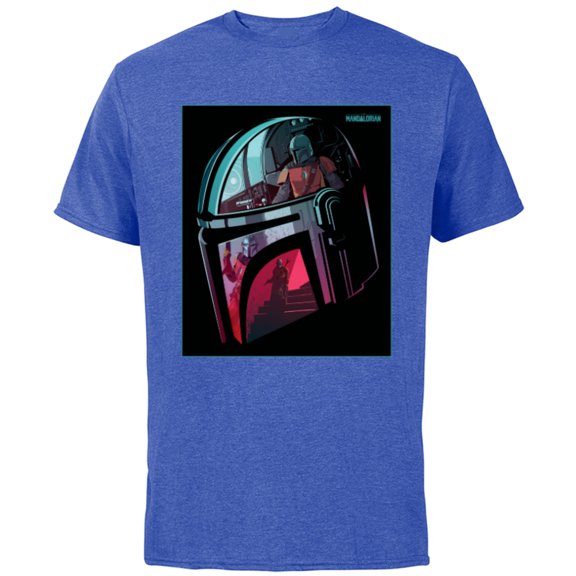 Star Wars The Mandalorian Neon Helmet - Short Sleeve Cotton T-Shirt for Adults - Customized-Royal Heather