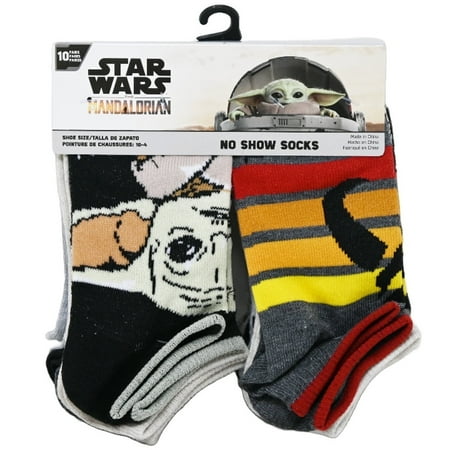 Star Wars The Mandalorian No-Show Socks 10-Pack| Black Lightweight Casual Socks, Soft Stretch Fit, Shoe Size 7-10