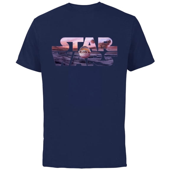 Star Wars The Mandalorian Razor Crest Floating Pod Logo - Short Sleeve Cotton T-Shirt for Adults - Customized-Navy