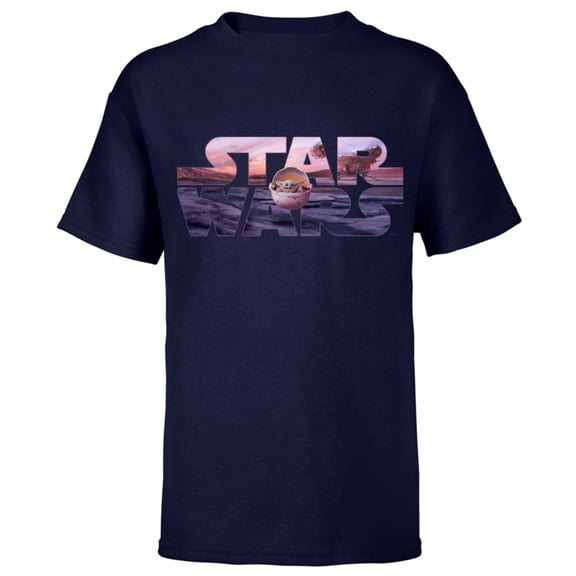 Star Wars The Mandalorian Razor Crest Floating Pod Logo - Short Sleeve T-Shirt for Kids - Customized-Navy