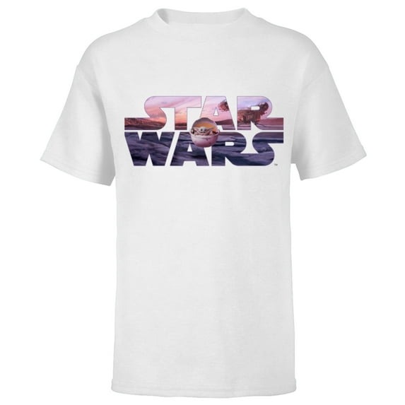 Star Wars The Mandalorian Razor Crest Floating Pod Logo - Short Sleeve T-Shirt for Kids - Customized-White