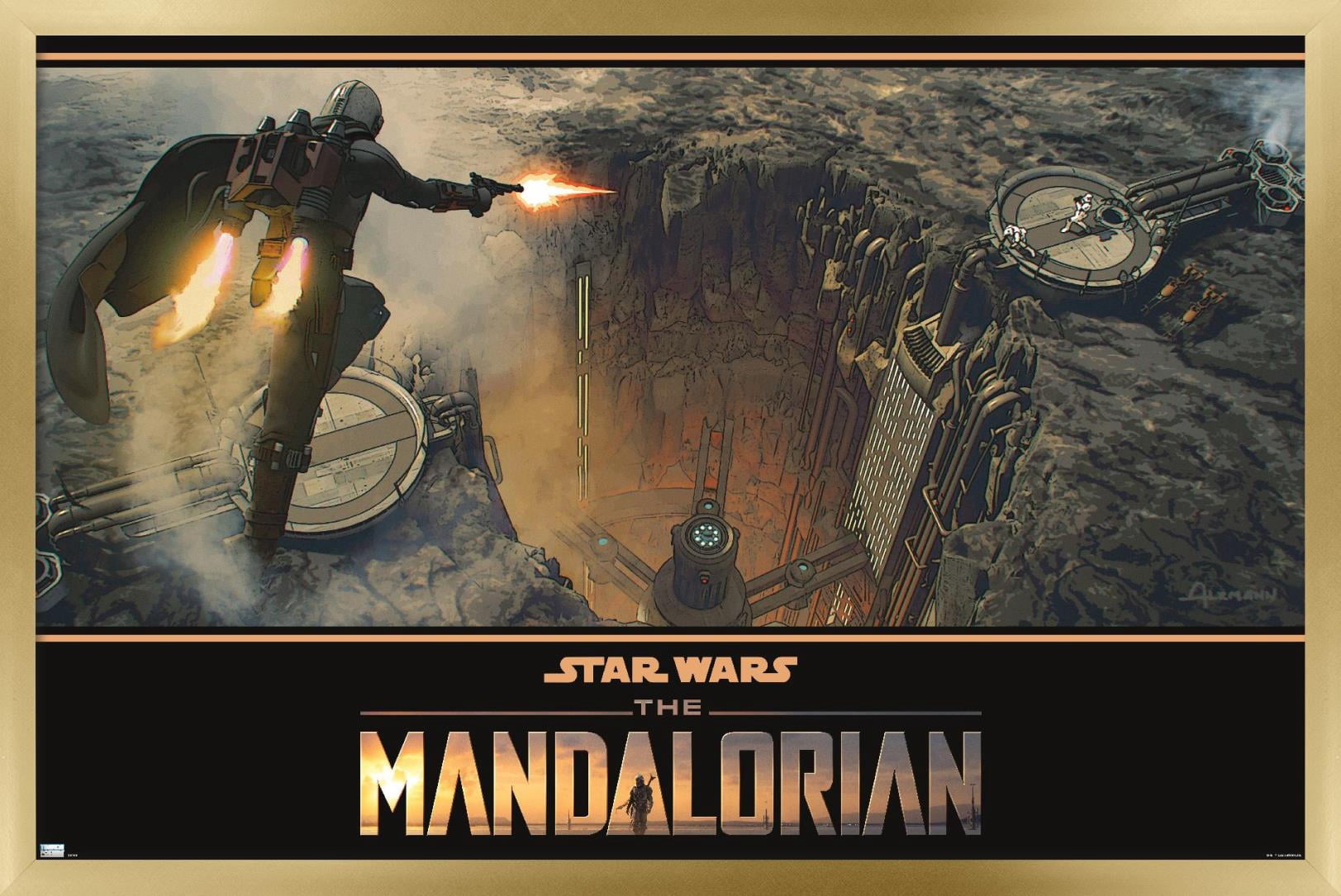 Star Wars: The Mandalorian Season 2 - Base Battle Wall Poster, 14.725" x 22.375", Framed