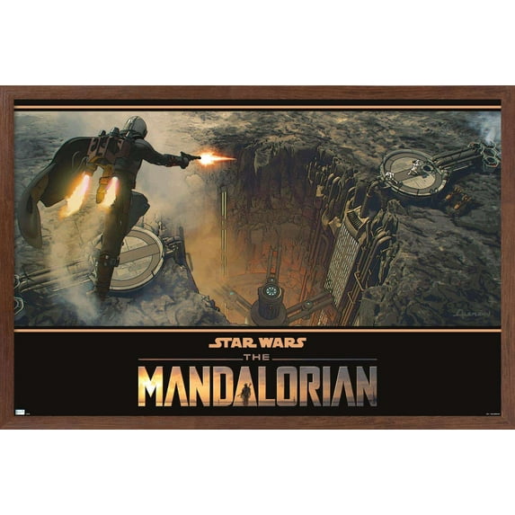 Star Wars: The Mandalorian Season 2 - Base Battle Wall Poster, 22.375" x 34", Framed