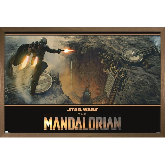Star Wars: The Mandalorian Season 2 - Base Battle Wall Poster, 22.375" x 34", Framed