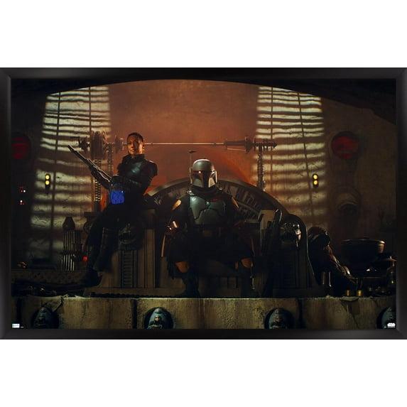 Star Wars: The Mandalorian Season 2 - Boba Fett on Jabba's Throne Wall Poster, 22.375" x 34", Framed