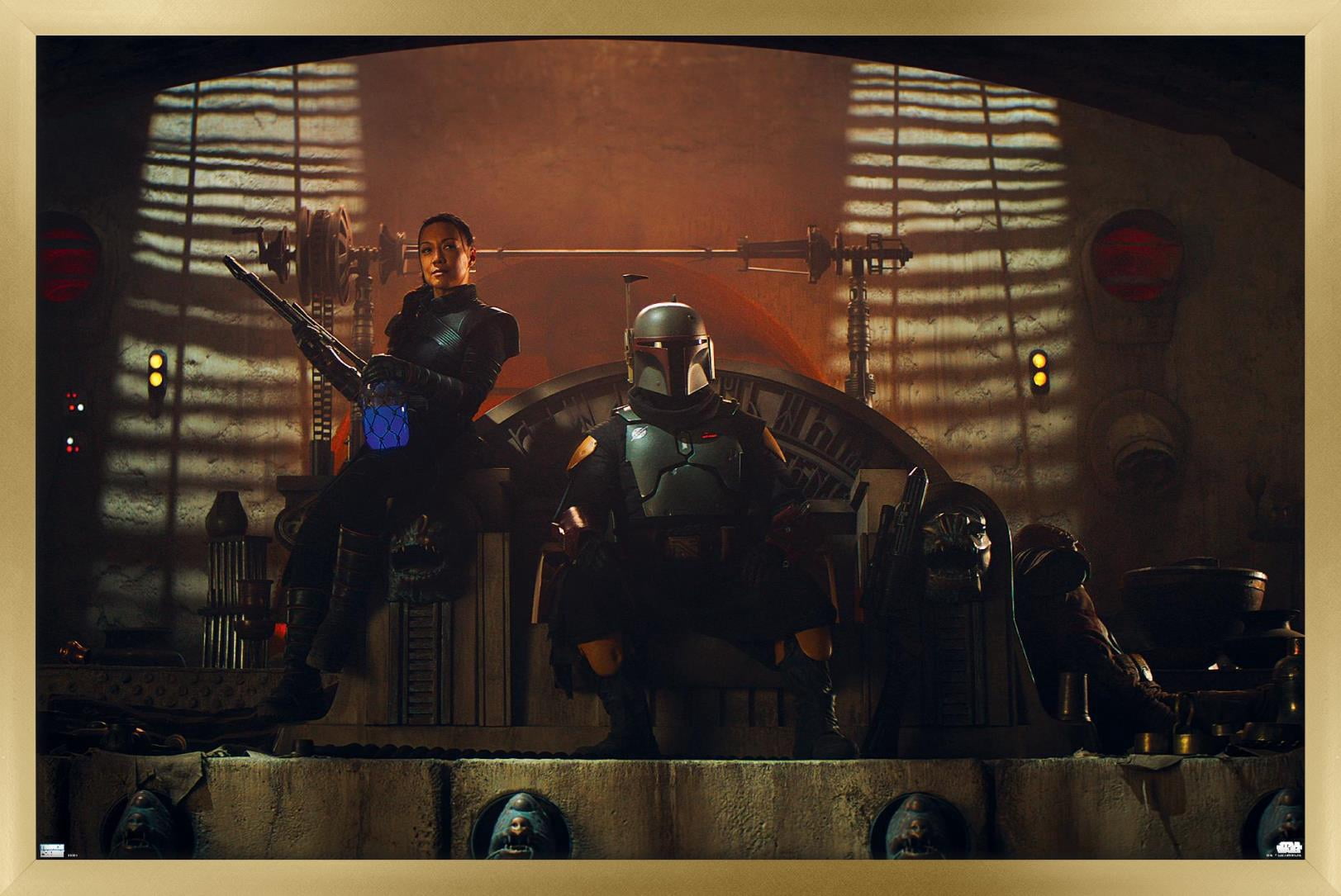 Star Wars: The Mandalorian Season 2 - Boba Fett on Jabba's Throne Wall Poster, 22.375" x 34", Framed